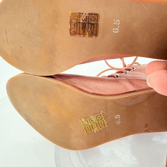 Jeffrey Campbell X Free People Gladiator Sandal Pink Leather Lace Up Boho Sz 6.5 - Picture 11 of 14